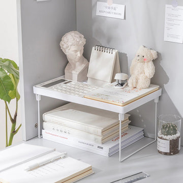 aesthetic room white plastic desk space shelf organizer