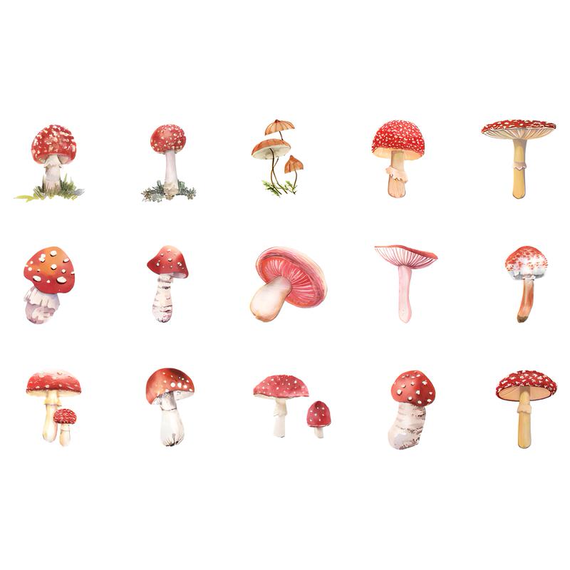 vintage fly agaric mushrooms aesthetic stickers roomtery