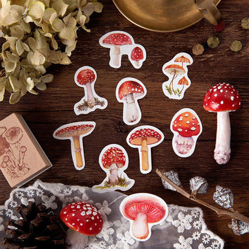 vintage fly agaric mushrooms aesthetic stickers roomtery