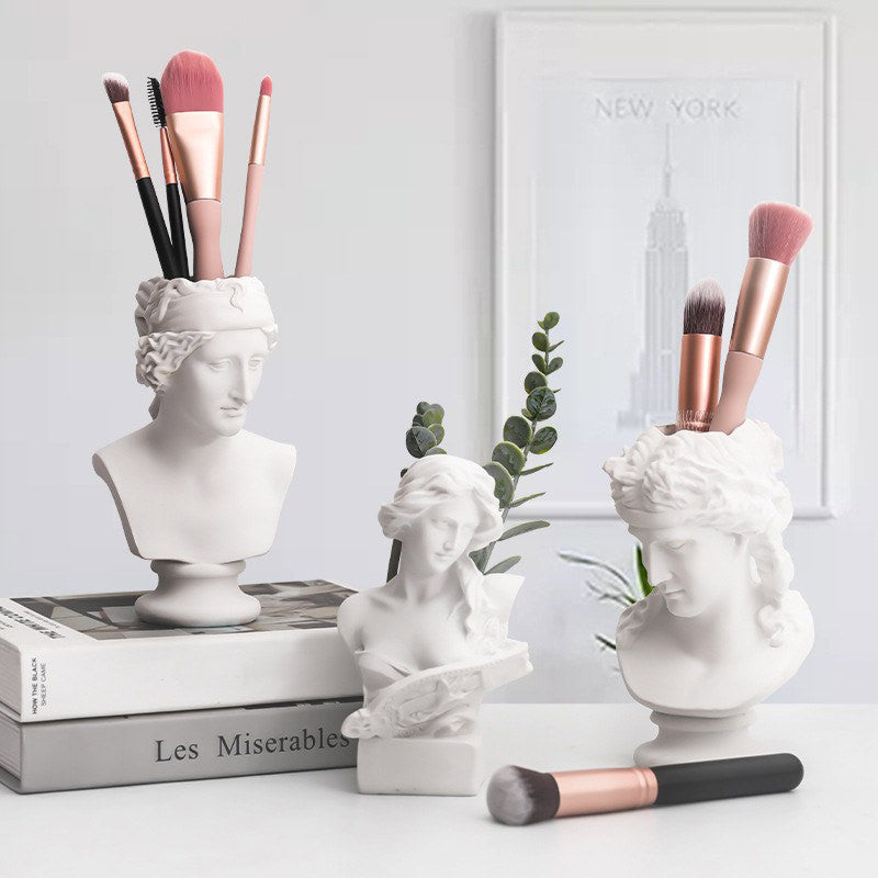 white ceramic bust desktop mini decorative brush vase art hoe aesthetic room decor roomtery