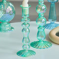 aqua blue iridescent glass candle holder set danish pastel aesthetic room candleholder decor roomtery