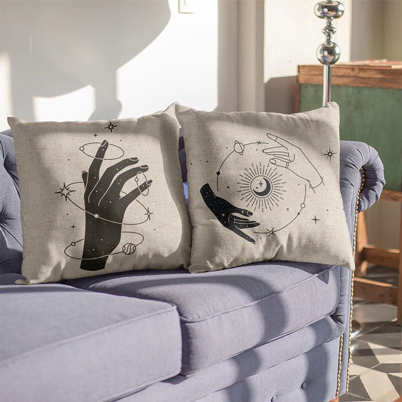 aesthetic astrological print magic hands cushion cover pillow roomtery