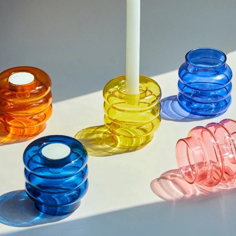 bright color bubble glass vase tealight candle holder danish pastel aesthetic roomtery