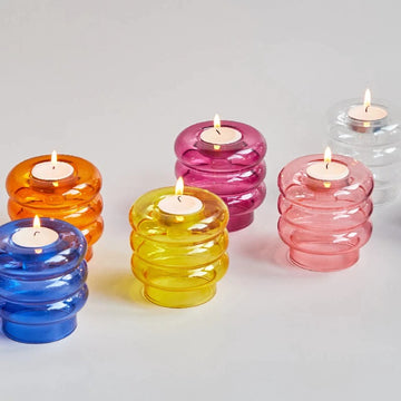bright color bubble glass vase tealight candle holder danish pastel aesthetic roomtery