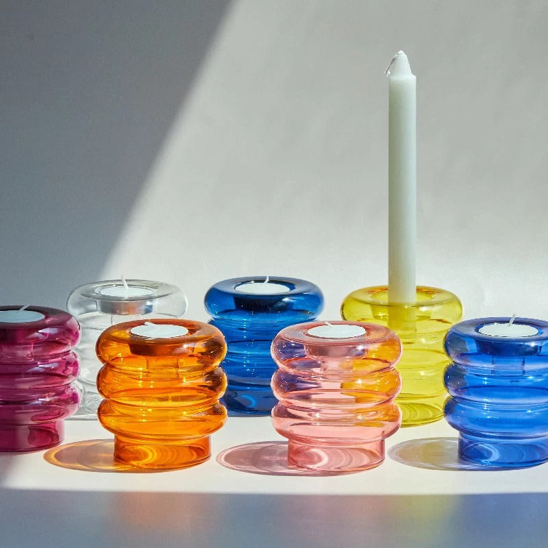 bright color bubble glass vase tealight candle holder danish pastel aesthetic roomtery