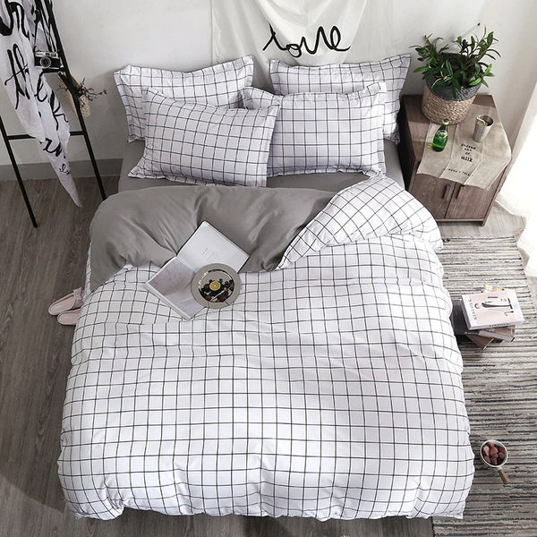 Plain Grid Bedding Set Indie Aesthetic Bedding roomtery