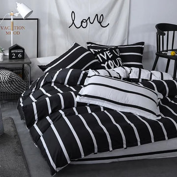 Black & White Striped Bedding Set