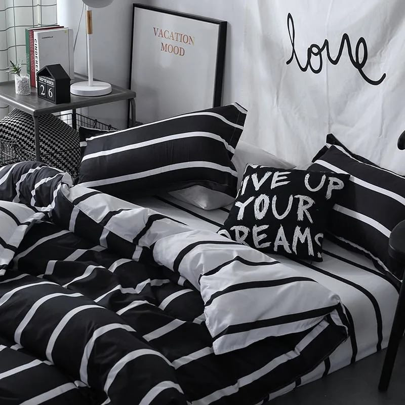 black white aesthetic bedding duvet cover sheet set roomtery