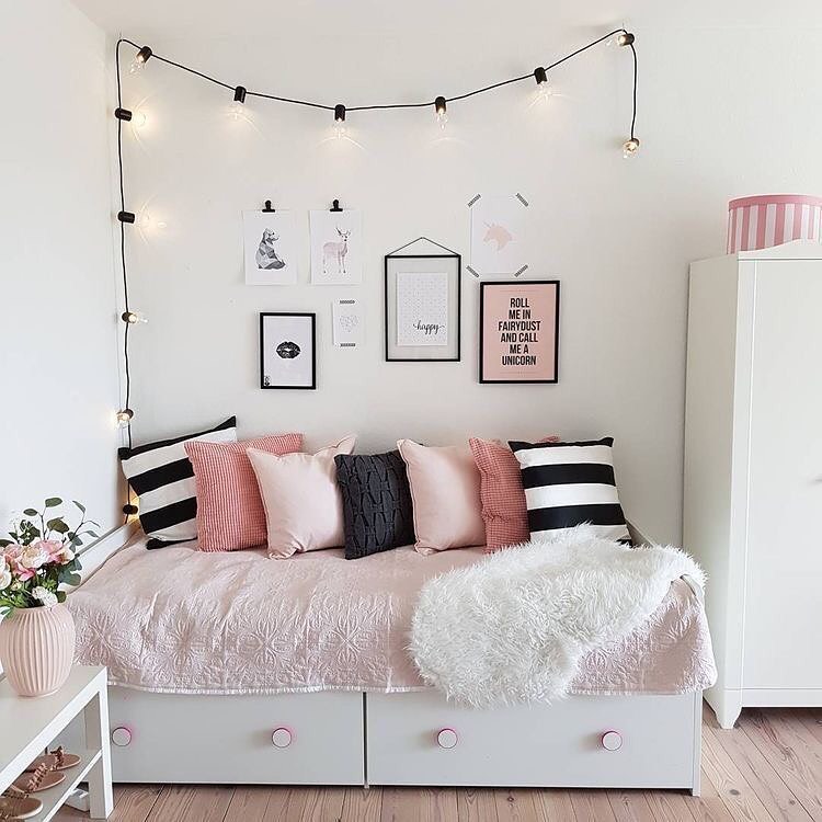white lights in bedroom