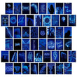 Blue Neon Wall Collage Cards