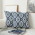 blue moroccan ornaments embroidery cushion cover pillow case aesthetic room decor roomtery
