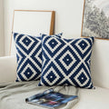blue moroccan ornaments embroidery cushion cover pillow case aesthetic room decor roomtery