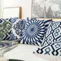 blue moroccan ornaments embroidery cushion cover pillow case aesthetic room decor roomtery