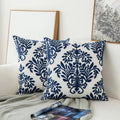 blue moroccan ornaments embroidery cushion cover pillow case aesthetic room decor roomtery