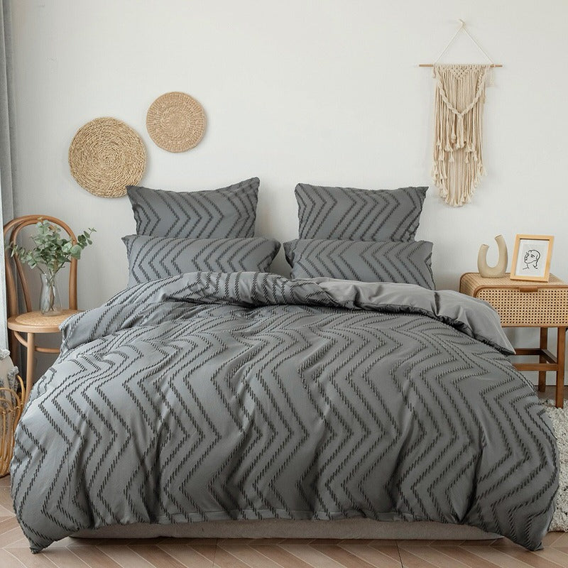 boho aesthetic bedding set macrame fringe embroidered duvet cover roomtery