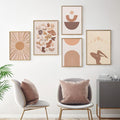 boho aesthetic room decor light brown abstract wavy figures canvas poster roomtery