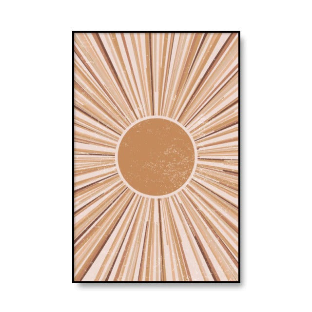 boho aesthetic room decor light brown abstract wavy figures canvas poster roomtery