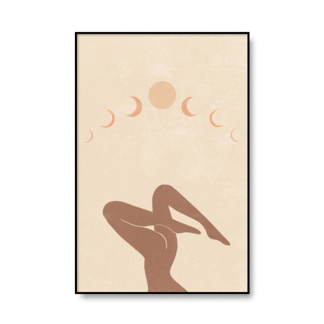 boho aesthetic room decor light brown abstract wavy figures canvas poster roomtery