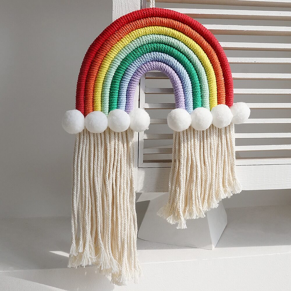 bohemian aesthetic macrame rainbow cute wall hanging decor