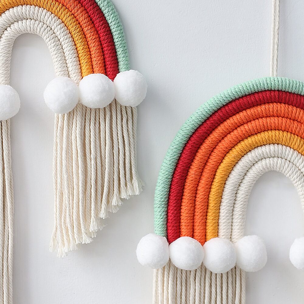 bohemian aesthetic macrame rainbow cute wall hanging decor