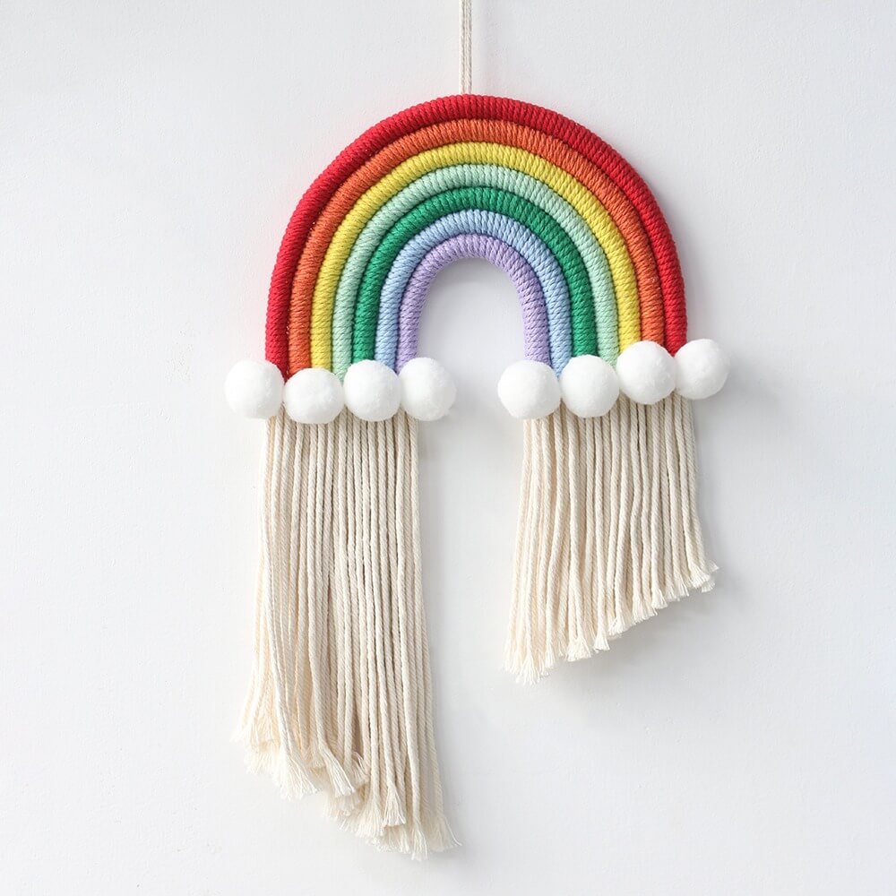 bohemian aesthetic macrame rainbow cute wall hanging decor