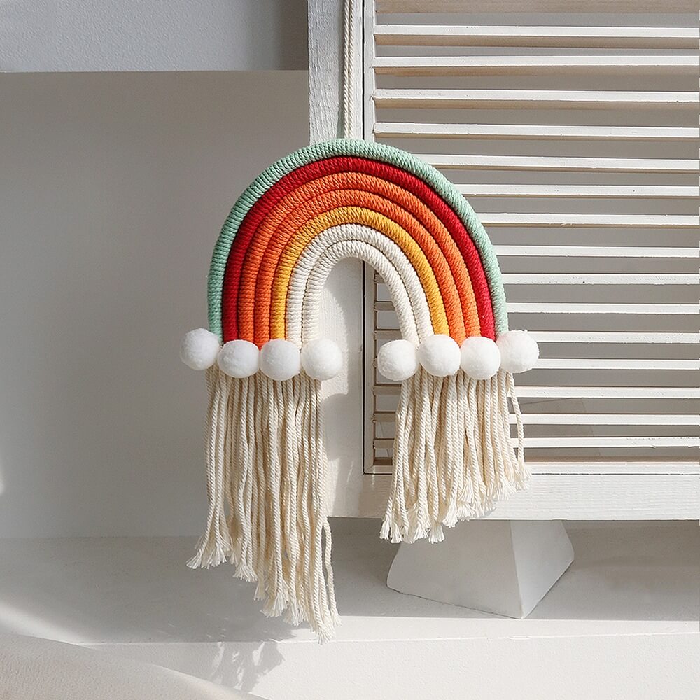 bohemian aesthetic macrame rainbow cute wall hanging decor