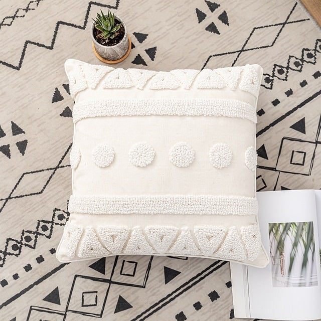 White hotsell boho cushions