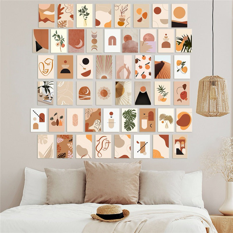 boho aesthetic wall collage poster card set  roomtery