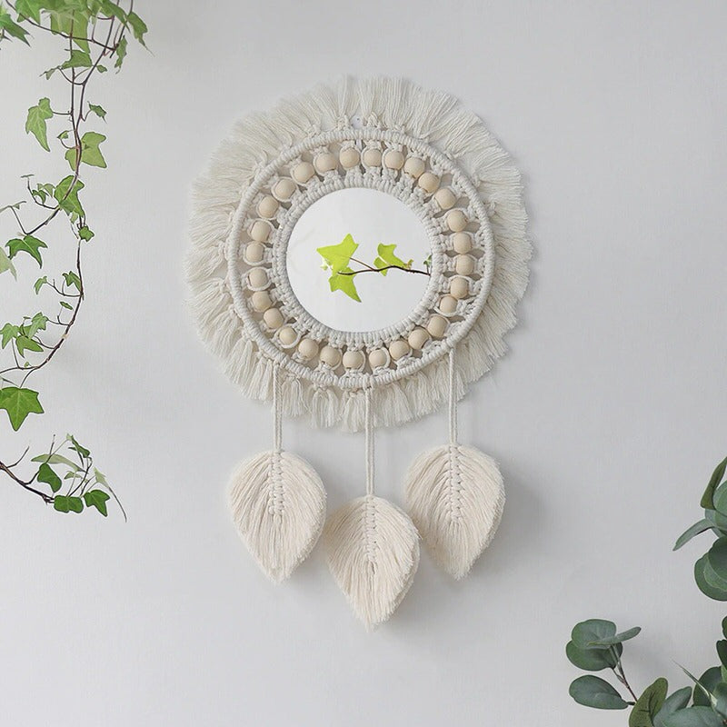 macrame wall hanging round mirror bohemian aesthetic room decor roomtery