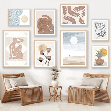 boho aesthetic wall art gallery wall canvas posters roomtery