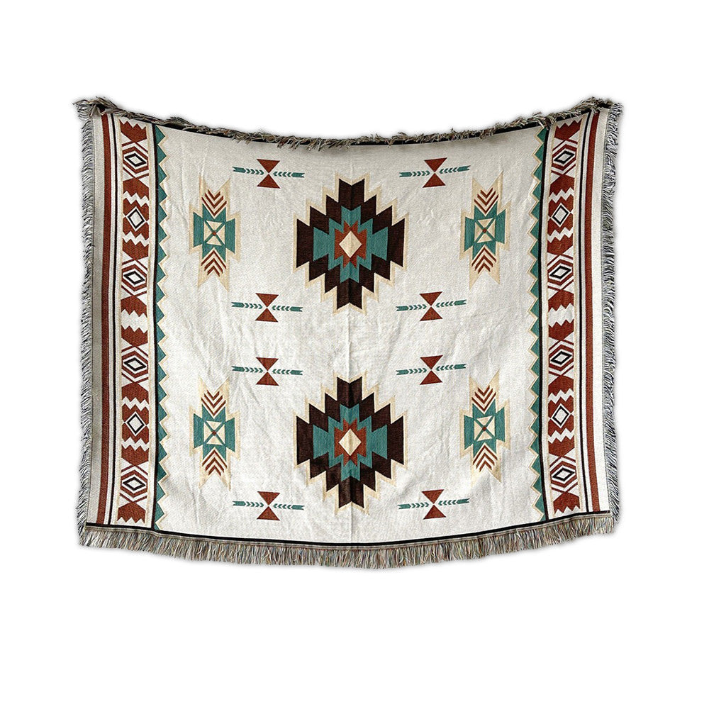 boho style print aesthetic woven throw blanket tapestry decor roomtery