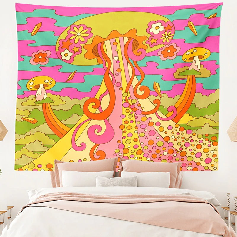 giant indie aesthetic room mushroom print wall decor roomtery