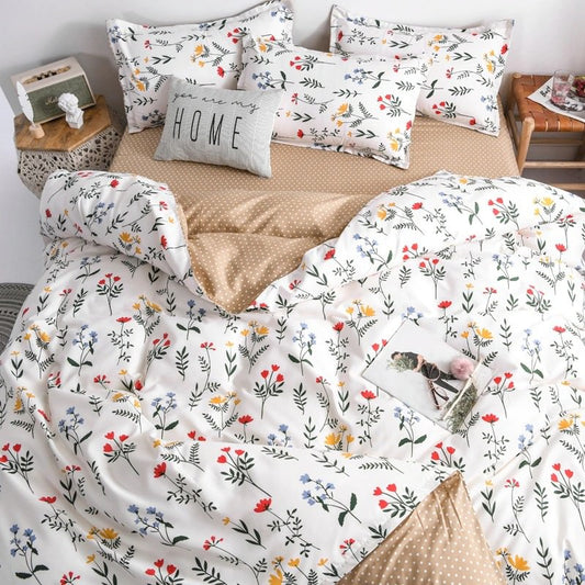 Fresh Floral Bedding Set | Cottagecore Aesthetic Bedding - roomtery