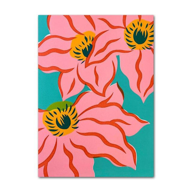 bright flowers watercolor wall art print canvas wall hanging posters roomtery