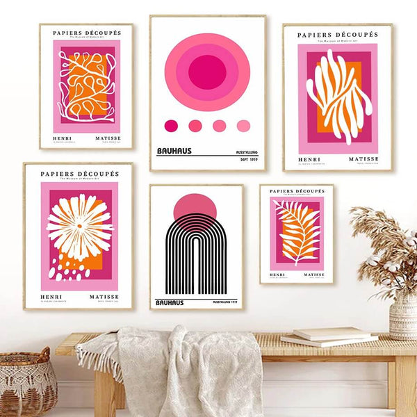 Bright Pink Art Collage Canvas Posters - Shop Online on roomtery