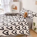 brush painted black on white heart aesthetic bedding duvet cover sheet set roomtery