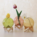 little round bubble glass ball vase with wooden stand roomtery