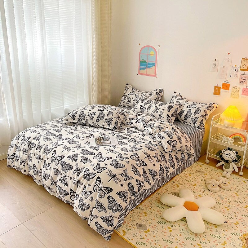 papillons butterflies pattern aesthetic bedding fairy room roomtery