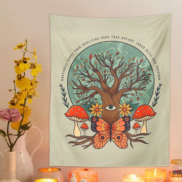 Butterfly, Mushroom and Tree Tapestry