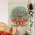 mushroom tree and butterfly fairy core aesthetic tapestry wall hanging room decor roomtery