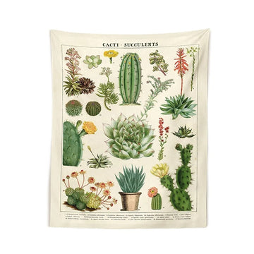 cactus french botanical aesthetic tapestry wall hanging decor roomtery
