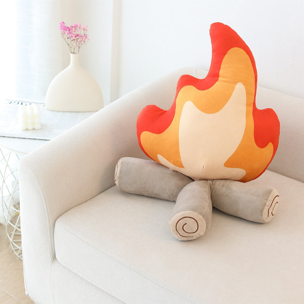 cute camp fire shaped aesthetic throw pillow roomtery