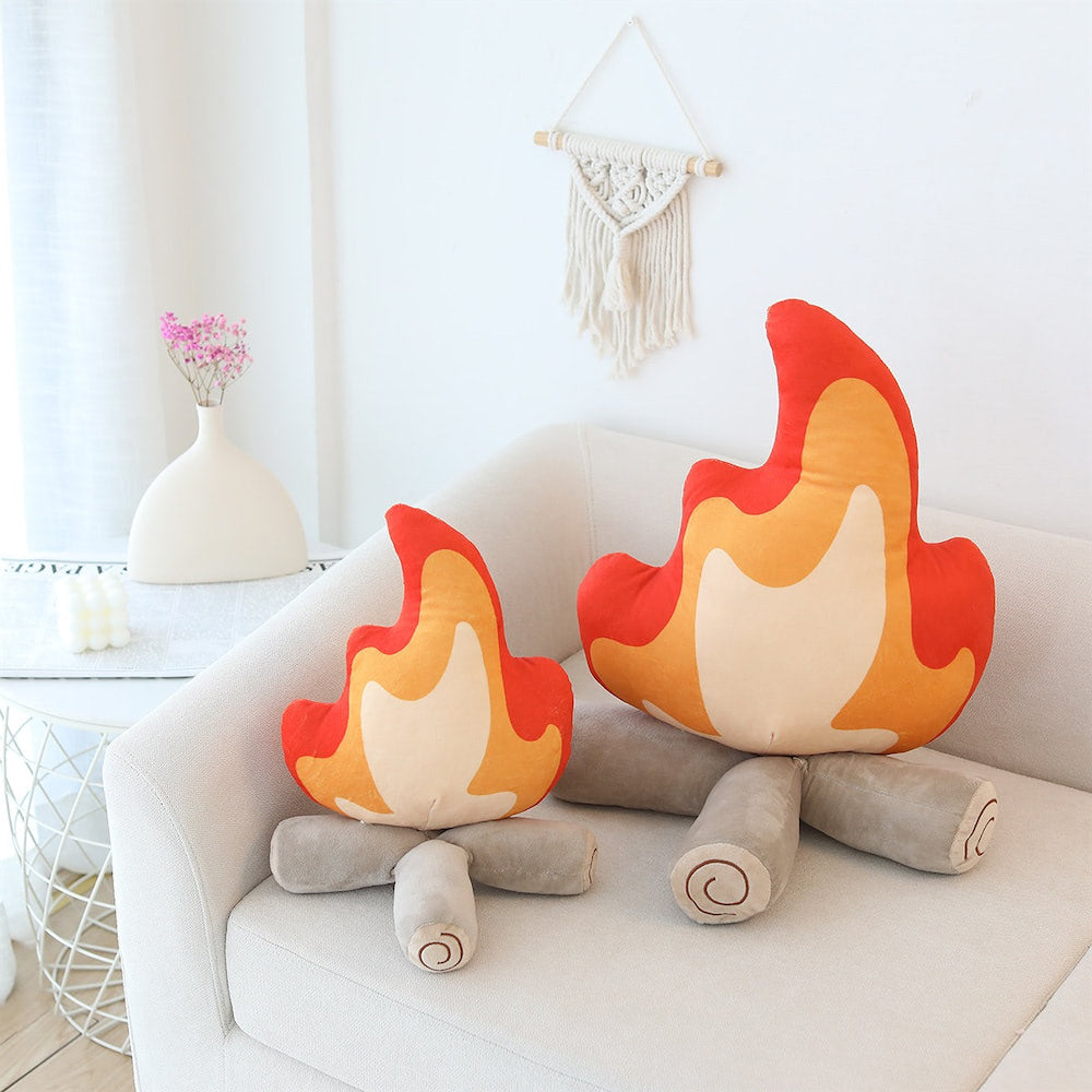 cute camp fire shaped aesthetic throw pillow roomtery