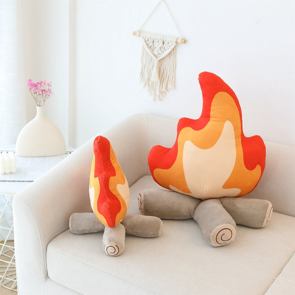 cute camp fire shaped aesthetic throw pillow roomtery