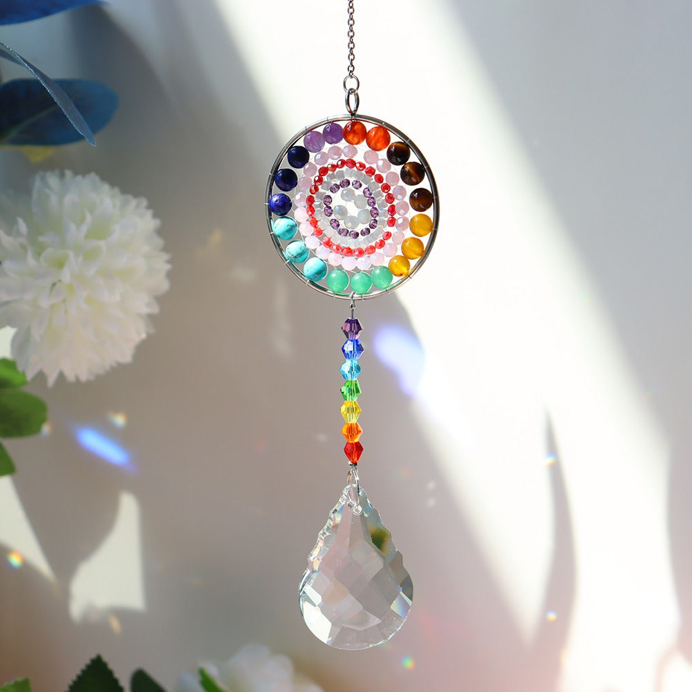 chakra circle light crystal suncatcher wall hanging rainbow maker lightcatcher crystal pendant shining hanging sun catcher roomtery