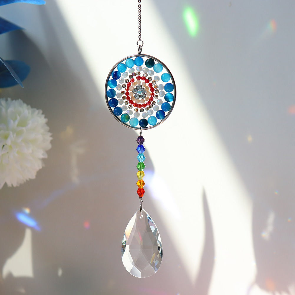 chakra circle light crystal suncatcher wall hanging rainbow maker lightcatcher crystal pendant shining hanging sun catcher roomtery