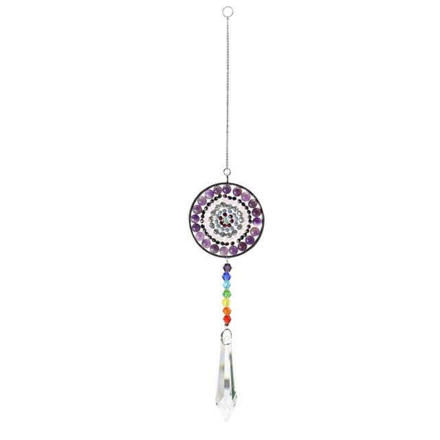 chakra circle light crystal suncatcher wall hanging rainbow maker lightcatcher crystal pendant shining hanging sun catcher roomtery