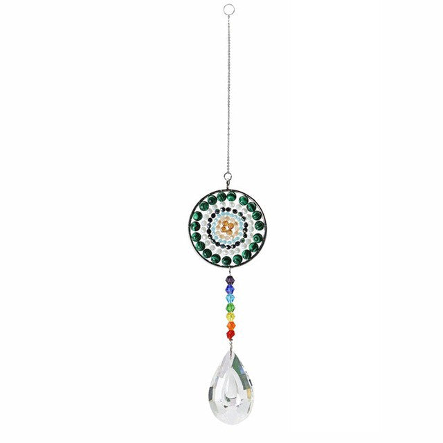 Crystal Healing Boho Clip on Hanging Charm / Chakra Rainbow 