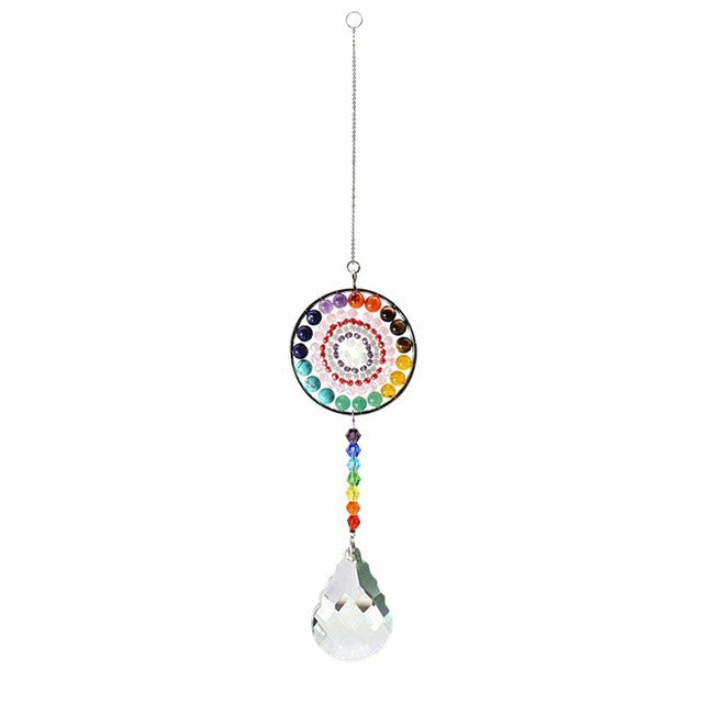 chakra circle light crystal suncatcher wall hanging rainbow maker lightcatcher crystal pendant shining hanging sun catcher roomtery