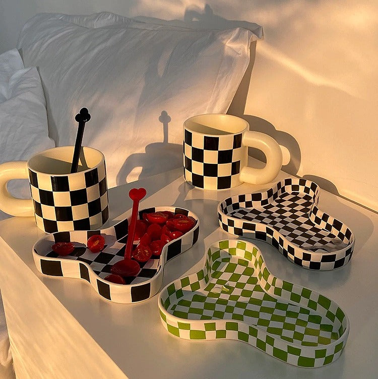 black checkered ceramic jewelry organizer roomtery aesthetic room decor